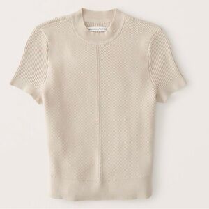 Abercrombie & Fitch Elevated Cream Short Sleeve Sweater